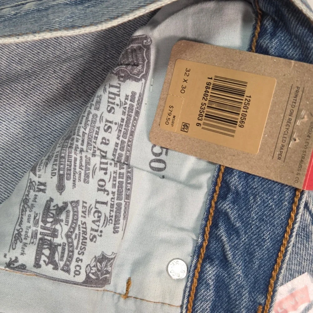 New Levi's 501 Original Jeans‎ Mens 32x30 Blue Distressed Straight Leg